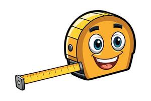 cartoon measuring tape with a smiling face on a white background, perfect for tool and measurement themed designs, Labor Day or Labour Day vector