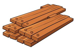 wooden planks with screws, stacked and ready for use, ideal for representing construction and labor themed designs for Labour Day or Labor Day vector