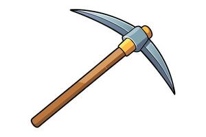 Cartoon pickaxe with a wooden handle and curved metal blade, isolated on a Transparent Background, symbolizing tools and hard work for Labour Day or Labor Day vector
