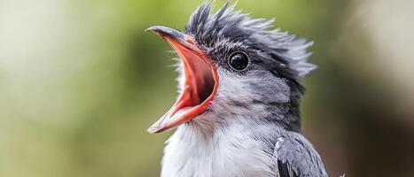 Loud bird chirping in vibrant nature setting photo