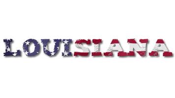 Louisiana Text with USA Flag Waving Inside. Seamless Loop Animation on Transparent Background. video