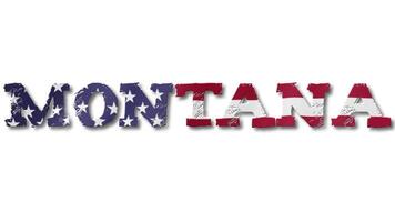 Montana Text with USA Flag Waving Inside. Seamless Loop Animation on Transparent Background. video