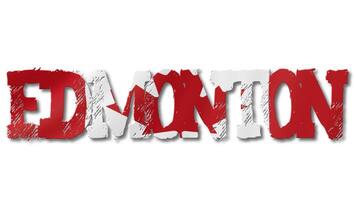 Edmonton Text with Canada Flag Waving Inside. Seamless Loop Animation on Transparent Background. video