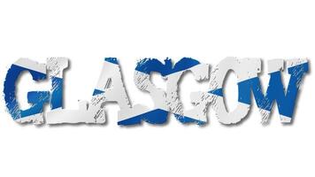Glasgow Text with Scotland Flag Waving Inside. Seamless Loop Animation on Transparent Background. video