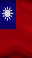 Taiwan Waving Flag in Vertical Orientation. Realistic Flag Animation. Seamless Loop Background. video