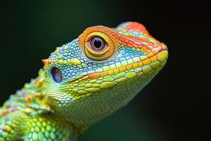 Colorful lizard basking in natural environment photo