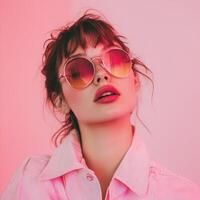 Trendy model in colorful sunglasses photo