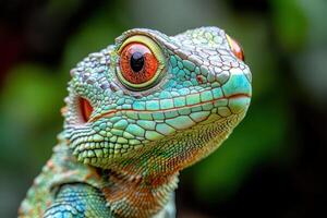 Vibrant lizard shows colorful features photo