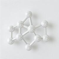 White molecular structure model on plain bg photo