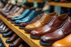 Elegant shoes displayed in storefront seating area photo