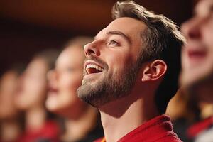 Man enjoys singing during a choir performance photo