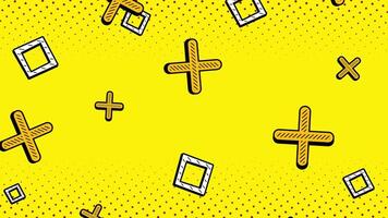 Abstract geometric moving shapes in the patterns memphis retro 80s-90s style background. video