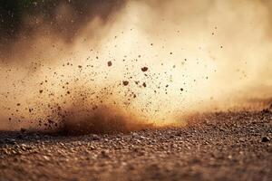 Dust rises from the ground during a rugged event photo