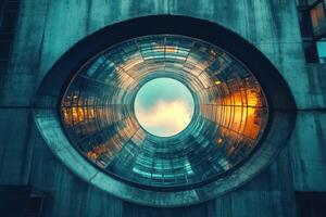 Distinctive design featuring a circular window photo