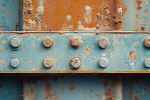 Rusty metal surface with rivets and texture photo
