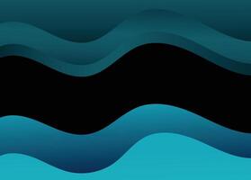 Abstract Ocean Waves in Dark Blue and Black with Gradient background vector