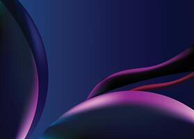 Abstract curves, vibrant neon colors, smooth gradients, deep blue background vector