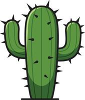 Green cactus illustration with spines on white background in simple style vector