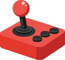Red joystick game controller with buttons illustration in isometric style for gaming design and entertainment content vector