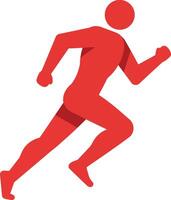 Running human figure icon in red color with dynamic motion and athletic pose illustration vector
