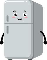 Friendly gray refrigerator cartoon character with smiling face and blushing cheeks illustration vector