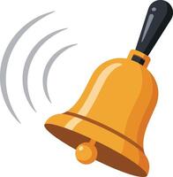 Ringing bell with black handle illustration for alert notification and sound concept vector