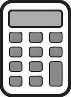 Calculator icon with simple black outline and grey details illustration for education and finance use vector