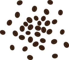 Coffee beans scattered simple illustration with brown tones isolated on white background vector