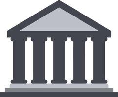 Classical government building with columns and triangular pediment illustration in grey and black tones vector