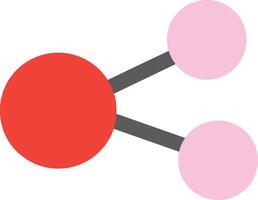 Simple water molecule chemical structure with red and pink atoms and gray bonds vector
