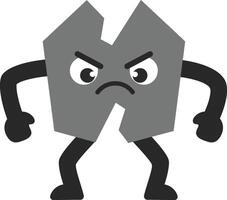 Angry cartoon letter X character with expressive face and clenched fists illustration vector