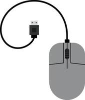 Wired computer mouse with USB connector simple flat design technology accessory illustration vector