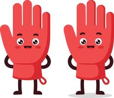 Red cartoon gloves with happy smiling faces and playful expressions illustration vector