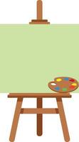 Artist easel with blank canvas and colorful paint palette illustration for creative painting projects and art design tools vector