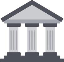Classic government building icon with three columns and triangular pediment in simple flat style illustration vector
