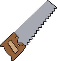 Handsaw with brown handle and silver blade tool for woodworking and cutting tasks illustration vector