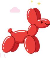 Red balloon dog illustration with shiny highlights and playful design in format for fun creative projects vector
