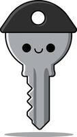 Cute smiling key illustration with black top and simple shadow design vector