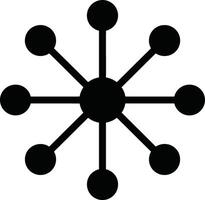 Network connection icon with central node and radial links in simple black design vector