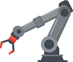 Industrial robotic arm with mechanical claw for automation and manufacturing processes illustration vector