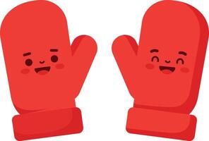 Red boxing gloves with smiling faces cute cartoon style illustration for sports and leisure activities vector