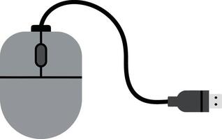 Wired computer mouse with USB connector simple technology device graphic illustration vector