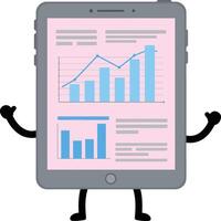 Digital tablet with business charts and graphs illustration for data analysis and presentation in flat style design vector