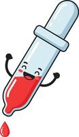 Cute happy dropper cartoon character with red liquid inside and smiling face illustration vector