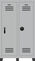 Metal school locker with key lock and combination dial in gray color illustration vector