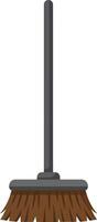 Broom with brown bristles and gray handle cleaning tool illustration for household chores and janitorial use vector