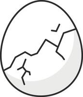 Cracked egg shell illustration with subtle shading and simple outline design for cooking or hatching concepts vector