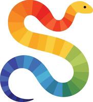 Colorful rainbow gradient snake illustration with smooth curves and vibrant segments for design projects and creative artwork vector
