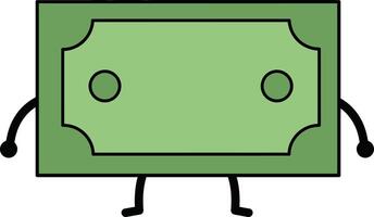 Cartoon green banknote character with arms and legs simple financial money illustration vector