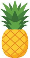 Pineapple tropical fruit illustration with green leaves and yellow body design for summer themes and healthy food concepts vector